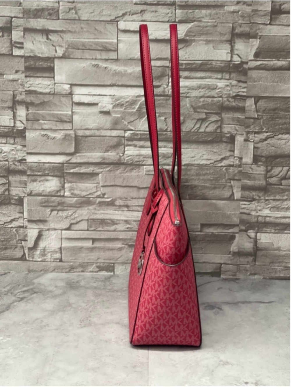 Michael Kors Marilyn Tote & Matching Wallet MK Logo Dark Raspberry - Picture 11 of 16